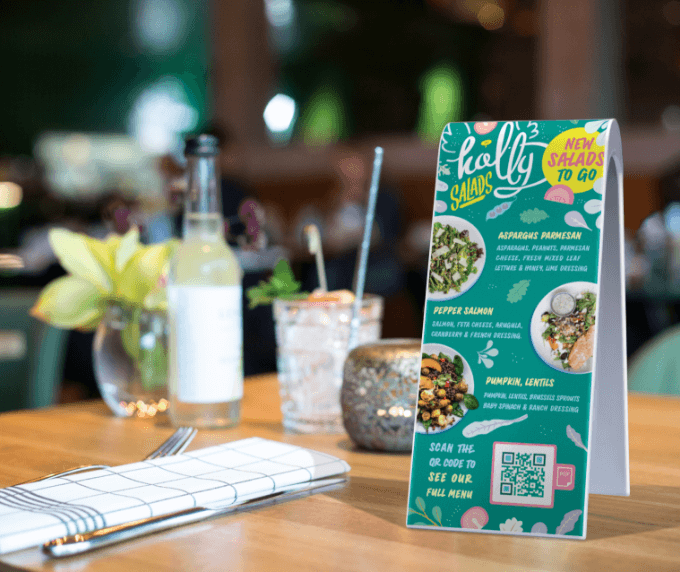 Contactless menu using QR Code on a table tent